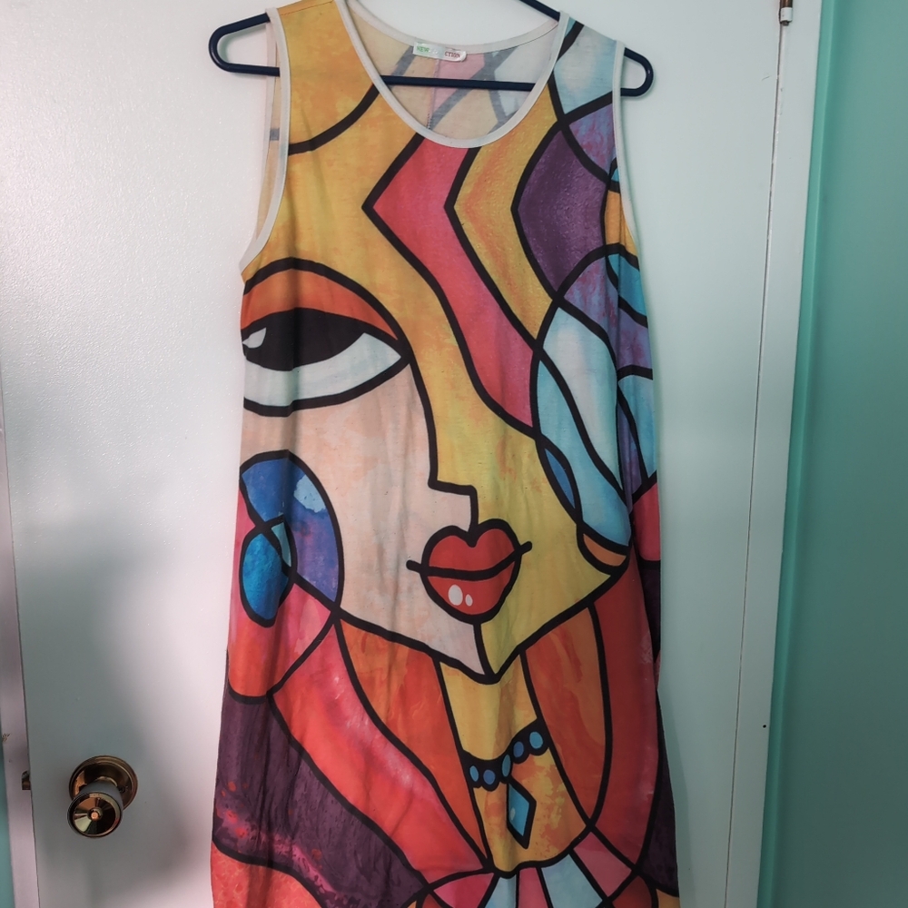 New Collection Abstract Art Sleeveless Dress PTP 20.5-24.5